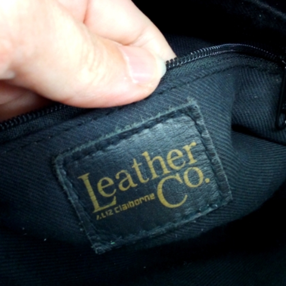 Vintage Leather Co. Liz Claiborne Black Genuine Leather Shoulder Bag Work VTG - Picture 2 of 15